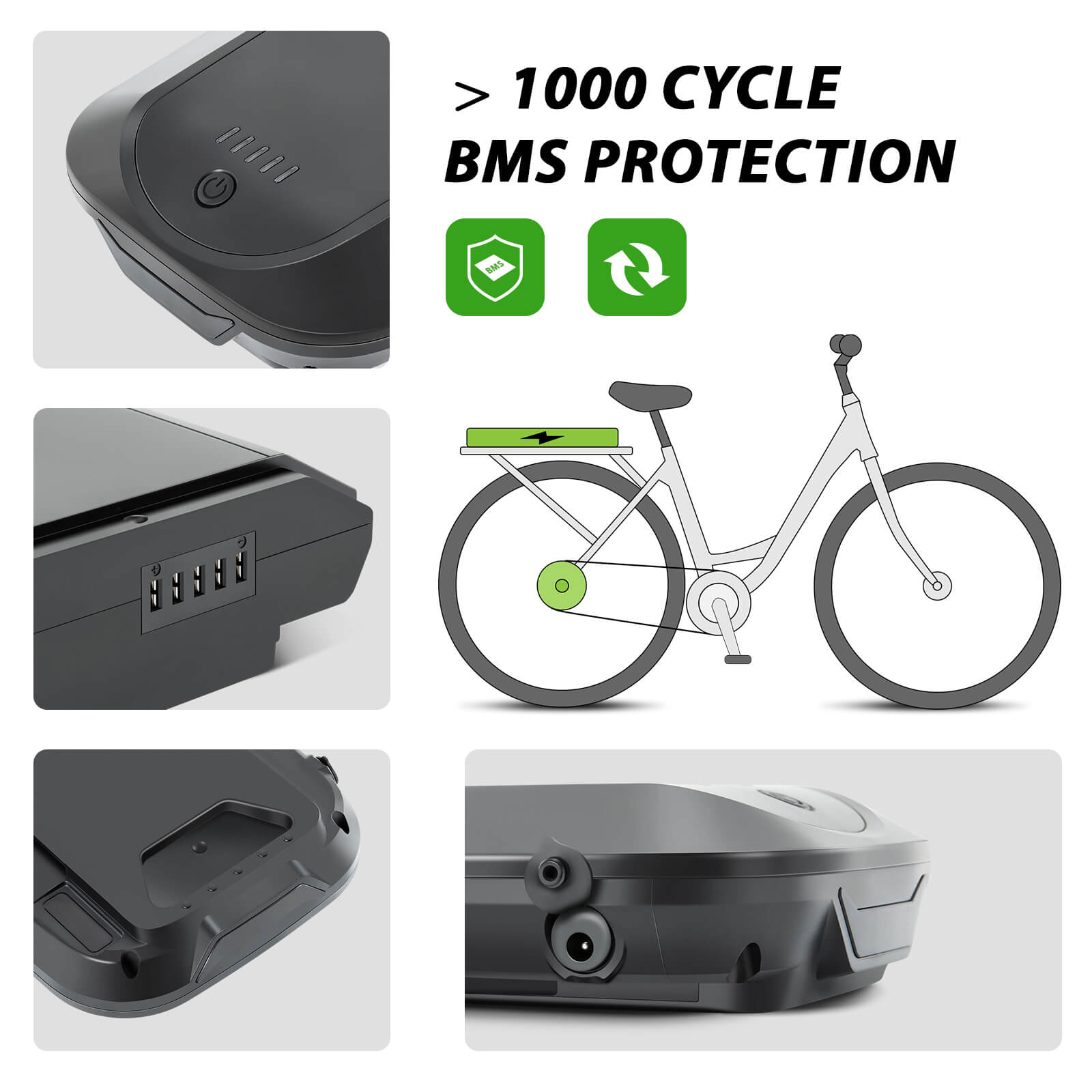 36V 14Ah(504Wh) Li-ion E-Bike Battery LG Cells YJ145 for E-Bikes of Telefunken, Zündapp, Chrisson etc. without Charger