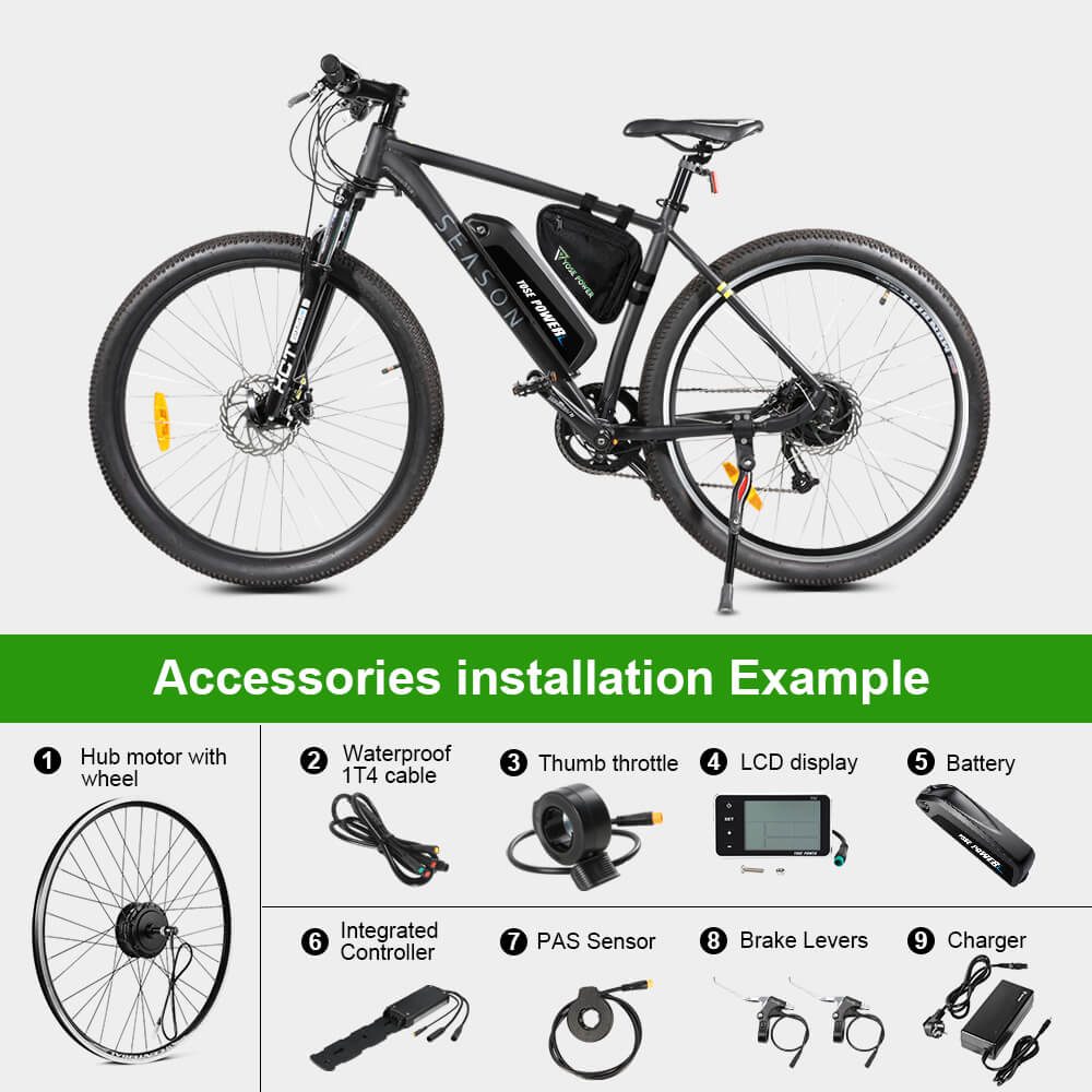 E-Bike Conversion Kit 36V 250W 28"(700C) Rear Motor Kit for Freewheel with 36V 13Ah Battery and charger