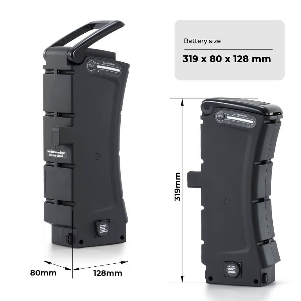 36V 10.4Ah(374Wh) E-Bike Li-ion Battery Replacement Accu without Charger ZZ370 for SideClick Akku of Prophete, Kreidler, Zündapp