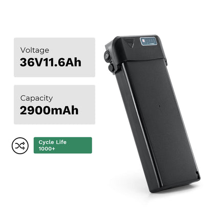 Batterie Li-ion 36V 11,6Ah(429Wh) pour porte-bagages arrière de vélo électrique sans chargeur pour Zündapp Green 7.7 Z802