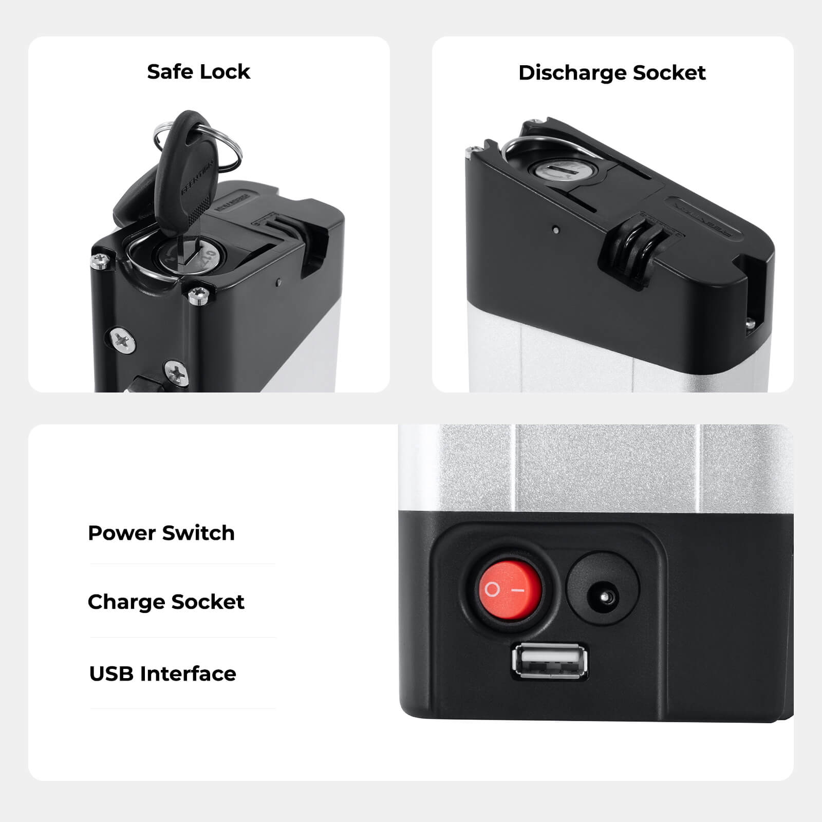 36V 9.6Ah(355Wh) E-Bike Li-ion Battery Inframe Accu USB Port without Charger for Zündapp Z101 and F.lli Schiano