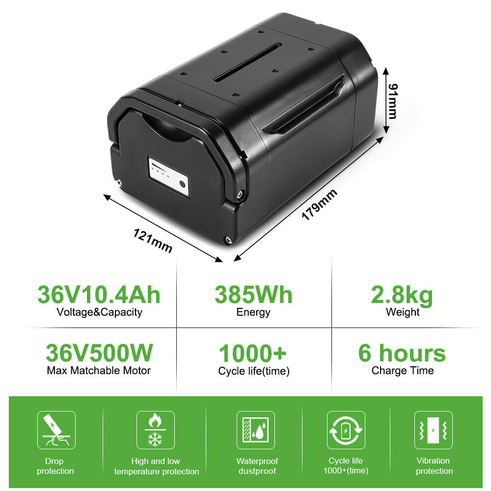 36V 10,4Ah(385Wh) Lithium Batterie E-BikeAkku Elektrofahrrad für Ansmann, Heinzmann, Avocet, Viking, Porta HK, Senglar, BBF, ElFei, SFM, Bergsieger