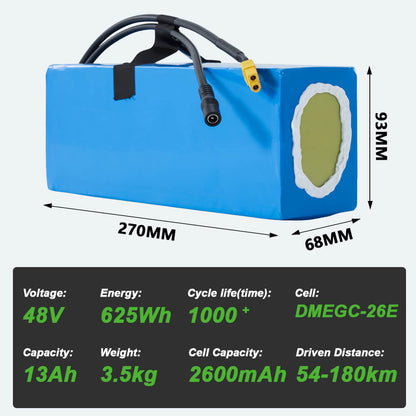 48V 13Ah(625Wh)  Li-ion accupakket met lader E-bike accupakket