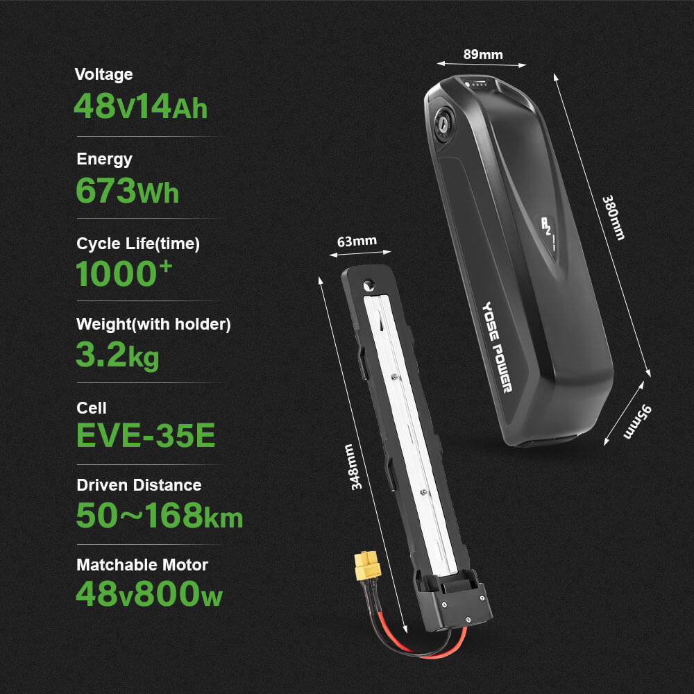 48V 14Ah(673Wh) Li-ion E-Bike Batteries without Charger Replace Accu for RAD POWER Models