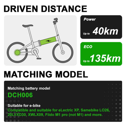 48V 11.6Ah(558Wh) Folding E-Bike Battery  InFrame Li-ion Accu DCH006 without Charger for FIIDO M1 Pro / BEZIOR XF200 / Samebike Battery