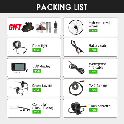 Kit de conversion pour vélo électrique 36V 250W 26" Kit moteur avant pour vélo électrique Moteur de moyeu de vélo électrique en noir