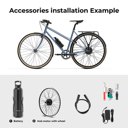 E-Bike Conversion Kit 36V 250W 27.5" Rear Cassette Motor Kit with 36V Bottle Battery Samsung Cell and Integrated Torque PAS Sensor Model A3