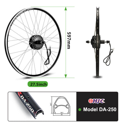 Kit di conversione bici elettrica 36V 250W Kit motore posteriore 27,5" per cassetta con batteria 36V 13Ah e caricabatteria
