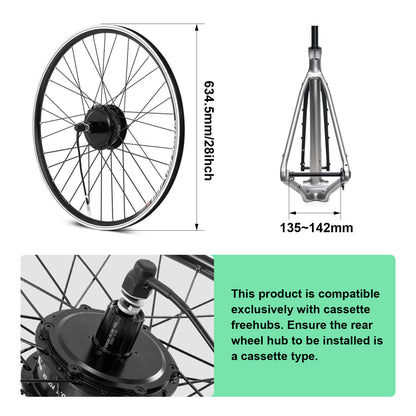 E-Bike Conversion Kit 36V 250W 28" Rear Cassette Motor Kit with 36V Bottle Battery Samsung Cell and Integrated Torque PAS Sensor Model A3pro