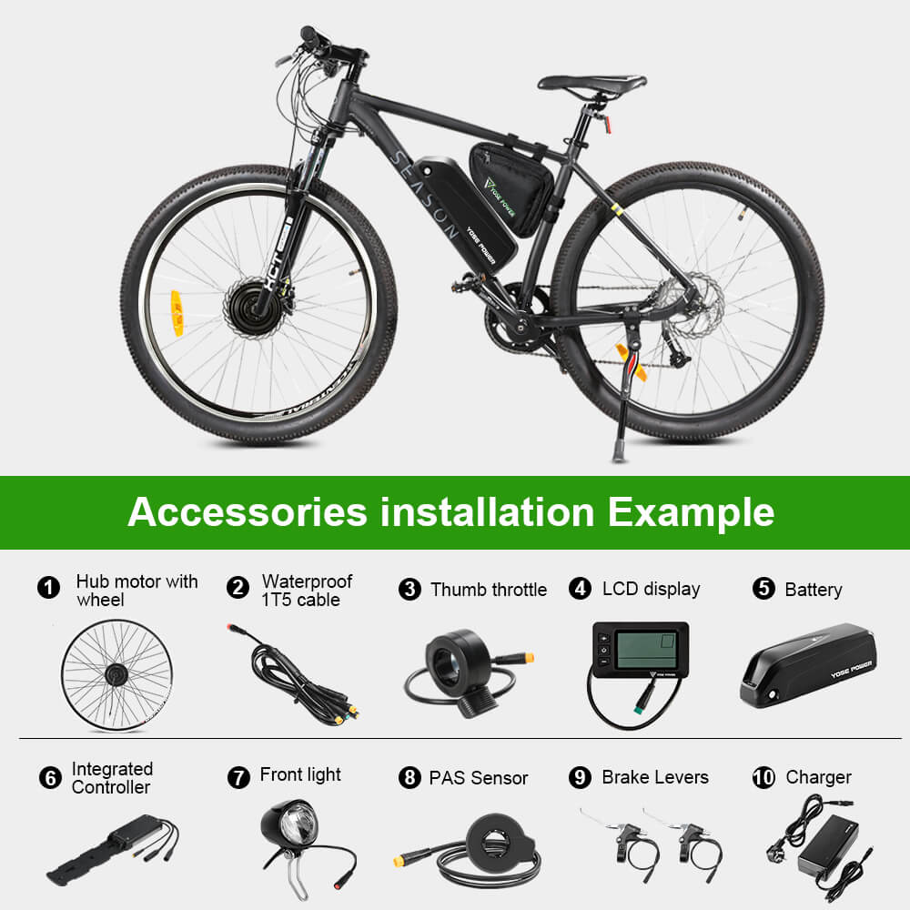 E-Bike Umbausatz 36V 250W 26" Frontmotor Kit mit HL1 36V 18Ah Akku Nabenmotor DIY Elektrofahrrad Conversion Kit