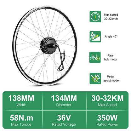 E-Bike Conversion Kit 36V 350W 28"(700C) Hinterrad Kassettenmotor Fahrrad Nabenmotor Umbausatz