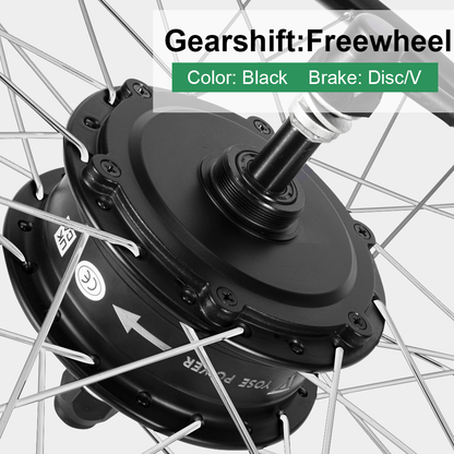 Kit de conversion pour vélo électrique 36V 350W 28"(700C) Moteur à roue libre arrière Kit de moteur de moyeu de vélo